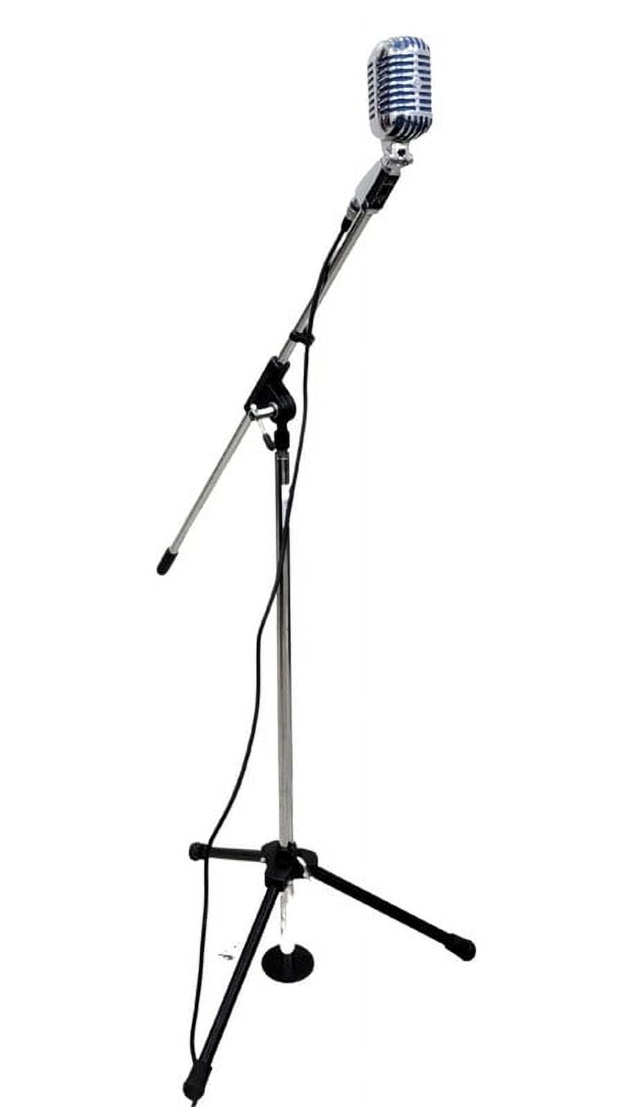 House of Antique Retro Classic Dynamic Metal Mesh Microphone with Adjustable Stand – Vintage Style