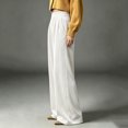 thumbnail image 4 of Karymi Solid Velvet Wide Leg Pants Woman, Elastic High Waist Pleated Full‑Length, Drapey Casual Pants with Side Pockets, 4 of 5