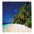 thumbnail image 3 of Ambesonne Beach Shower Curtain, Sandy Coastline Surreal, 69"Wx75"L, Lime Green Blue Cream, 3 of 3