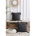 thumbnail image 2 of ZECATL Gray Throw Pillow Covers: 2 Pack 18x18 Inch Boho Striped Cotton Linen Rectangular Decorative Pillow Cases with Tassels for Farmhouse Couch Sofa Chair, 2 of 8