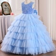 thumbnail image 5 of XXWXYD Sequin Flower Girl Dresses Wedding 𝖱uffles Sleeves Pageant Puffy Tulle Prom Gown Bridesmaid Princess Ball Gown Par𝗍y Dress First Comunion Christening 𝖱uffled Sleeve Flower Girl, 5 of 7