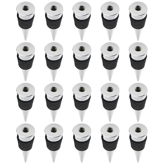 20 Pcs Wine Stopper Bases Bulk, Alloy Silicone Wine Bottle Stopper Base, M8/M10 Threaded Perforated Design for DIY Crafting, Tapered Bung Ensures Airtight Seal, Long-Lasting Freshness, Silver Finish
