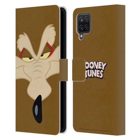 Head Case Designs Officially Licensed Looney Tunes Full Face Wile E. Coyote Leather Book Wallet Case Cover Compatible with Samsung Galaxy A12 (2020)