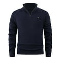 thumbnail image 2 of DAFPZW Sweaters for Men Quarter Zip Pullover Knit Casual Stand Collar Solid Fall Clothes Slim Fit Comfy Long Sleeve Tops, 2 of 4