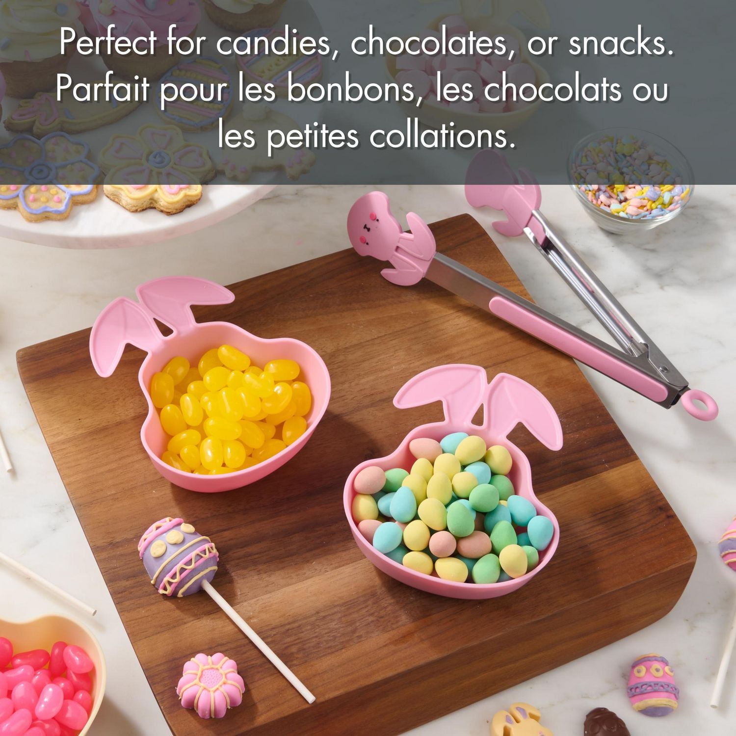 Way to Celebrate 2-Piece Prep and Candy Bowl Set, Bunny Rabbit, Pink