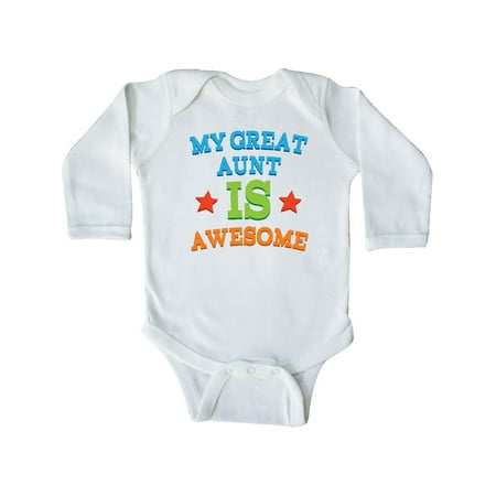 

Inktastic My Great Aunt is Awesome Gift Baby Boy or Baby Girl Long Sleeve Bodysuit