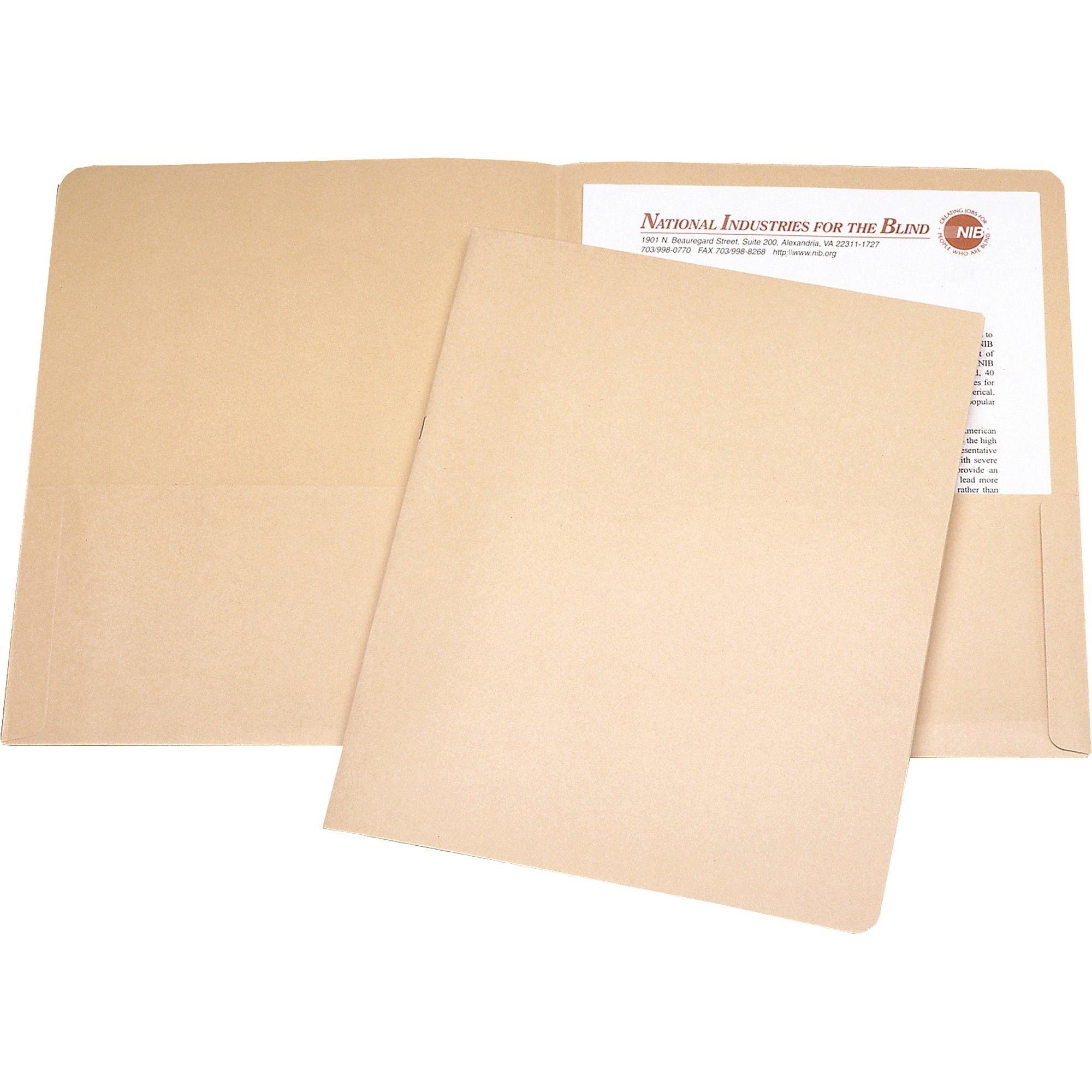 SKILCRAFT, NSN5842492, Double Pocket Portfolio, 25/Box, Tan