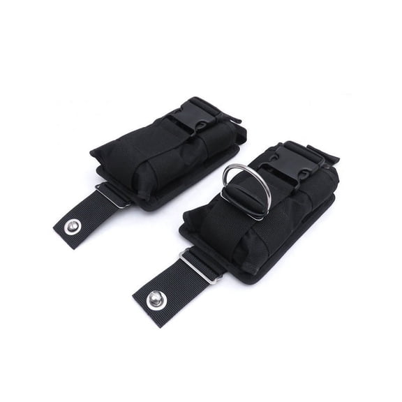 New 2Pcs Spare Black 1680D Nylon Scuba Diving Weight Belt Pockets with Quick Release Buckle -22.5X15X5cm,1 pair x weight bags,Black