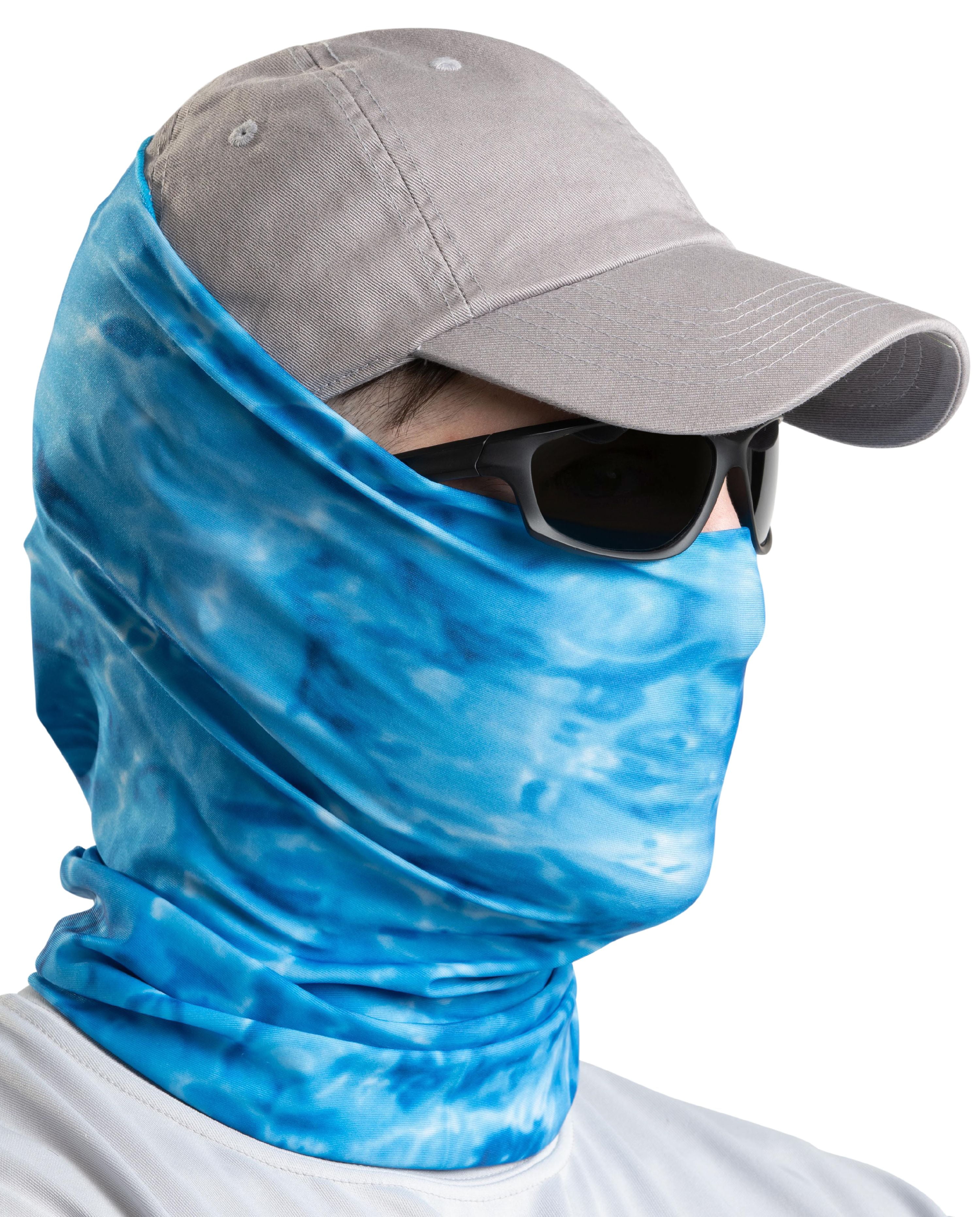 Aqua Design Men Water Camo UPF 50+ Sun Guard Protection Mask Face Tube Multipurpose Wind Head