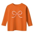 thumbnail image 4 of ZHOGXU Toddler Kids Girls T Shirts 3/4 Sleeve Round Neck Bow Print Stylish Comfortable Tee Top For Casual Daily Wear,Orange,12-13 Years, 4 of 4