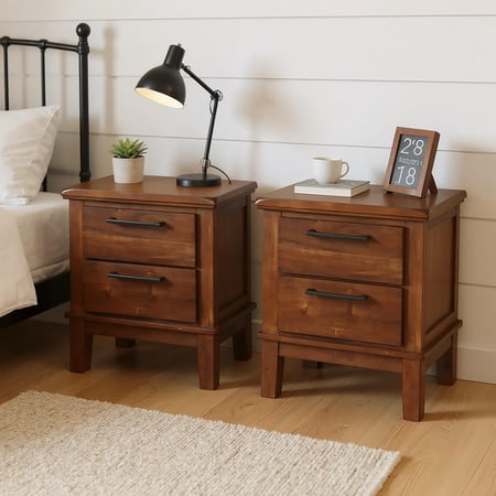 New Classic Furniture Cagney Wood Nightstand in Chestnut (Set of 2) New Classic Furniture Cagney Wood Nightstand in Chestnut (Set of 2)