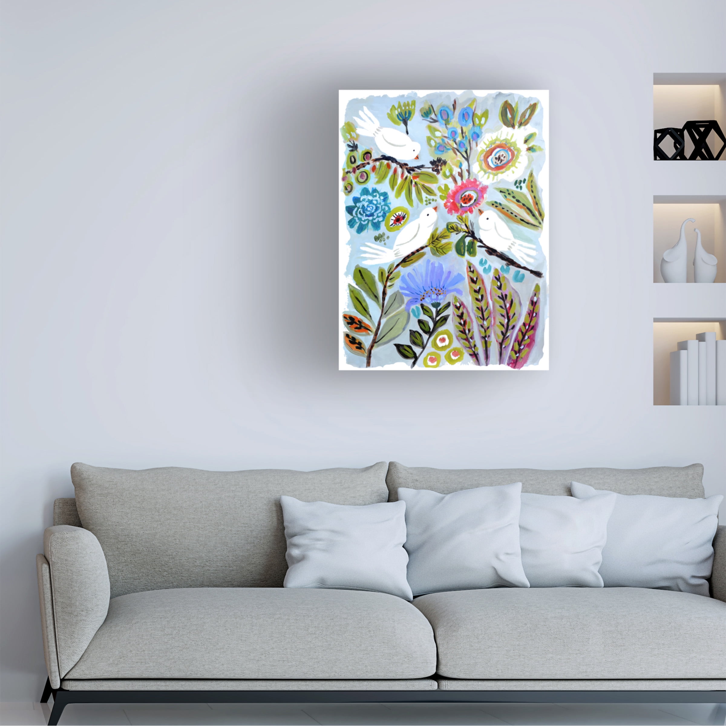 Karen Fields 'Bird Love I' Canvas Art