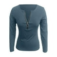thumbnail image 4 of LIUJUNSHOP Womens Tops Long Sleeve Henley Shirts Fitted Low Cut Tops Ribbed Zipper V Neck Cleavage Fall Shirts Blouses, 4 of 5