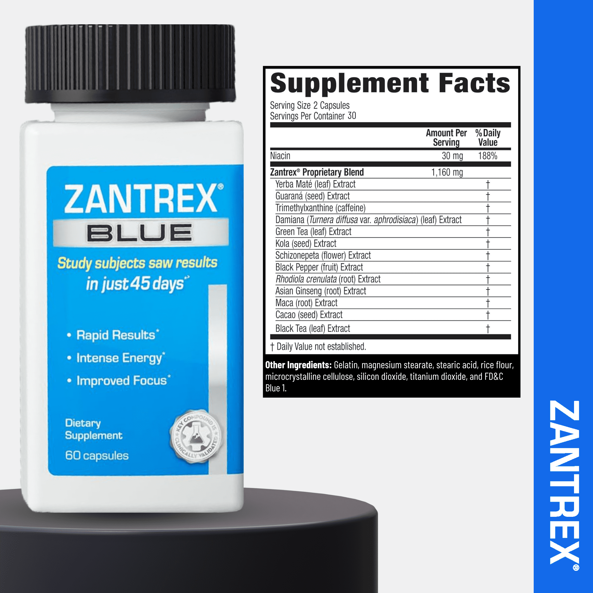 Zantrex Blue Energy and Weight Management Supplement for Appetite Control, Increased Calorie Burn | 60 Capsules