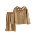 thumbnail image 1 of Odeerbi 2-10 Años Conjunto de Algodón Para Niña Tops Con Capucha Pantalones Acampanados Conjunto de Dos Piezas Chaqueta de Manga Larga Con Capucha Cintura Elástica Pantalones Sueltos, 1 of 4