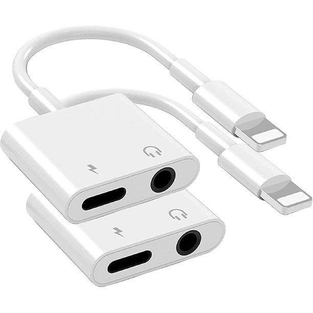 Paquete de 2 adaptadores de auriculares YONGSHENG para iPhone 2 en 1 Lightning a audio auxiliar de 3,5 mm + divisor de cargador
