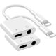 thumbnail image 1 of Paquete de 2 adaptadores de auriculares YONGSHENG para iPhone 2 en 1 Lightning a audio auxiliar de 3,5 mm + divisor de cargador, 1 of 5