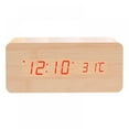 thumbnail image 1 of Wood LED Digital Alarm Clock With Phone Wireless Charging Pad Snooze Function Sound Control Alarm Clock, 1 of 7