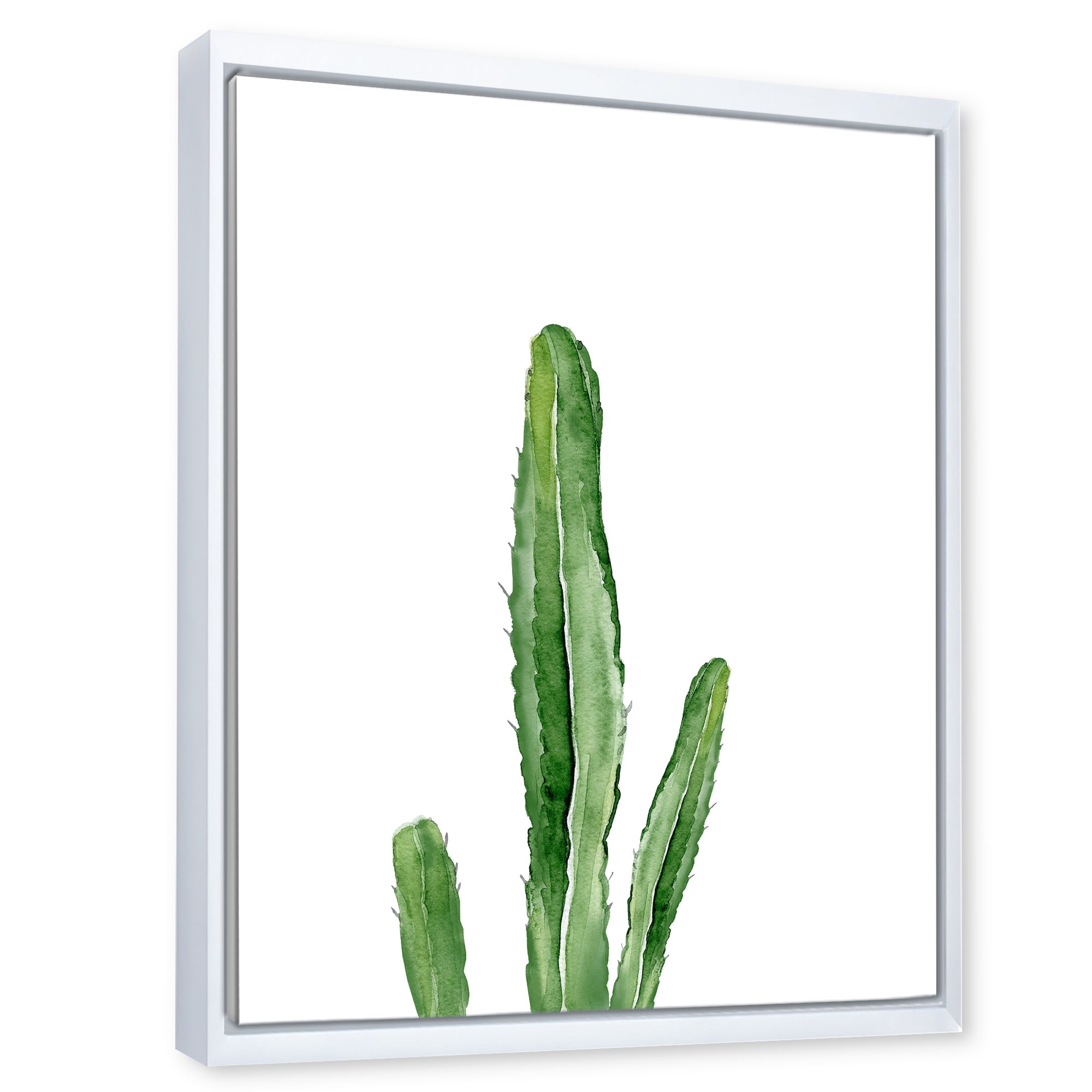 Designart 'Green Cactus South Western Plant' Tropical Framed Canvas Wall Art Print