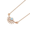 thumbnail image 2 of 925 Silver Rose Vermeil 3mm Round Larimar Rising Sun Women Valentines Day Gifts Necklace, 2 of 4
