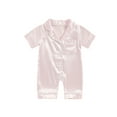 thumbnail image 1 of SUNSIOM Baby Girls Summer Jumpsuit Pajama Short Sleeve Lapel Solid Color Button Up Sleepwear, 1 of 8