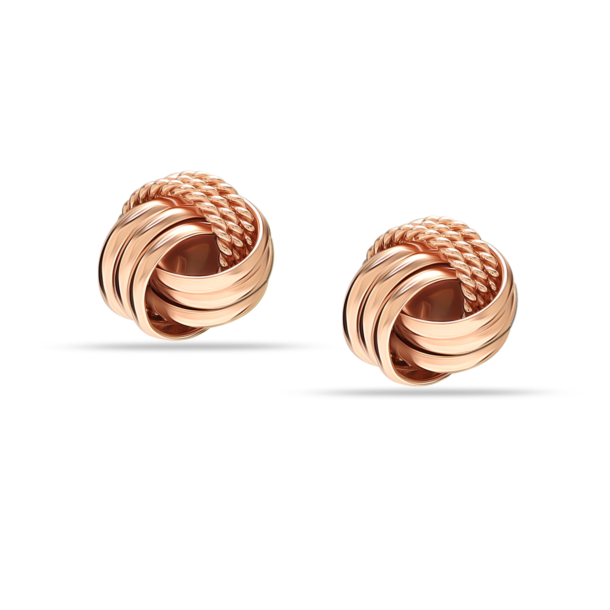 LeCalla 925 Sterling Silver Rose-Gold Plated Love Knot Stud Earrings for Women and Teen 10MM