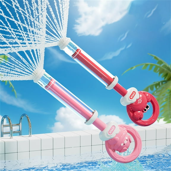 Pull-Type Water Gun 2pcs Creative Large Capacity Water Toy, Pink and Red Colors Included, Easy to Pull and Squirt, Leak-Proof and Durable, Perfect for Summer Beach and Pool Water Fun