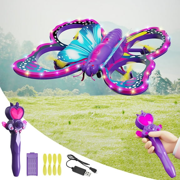 Pyaiiner Butterfly Drone for Kids Mini Drones Quadcopter Indoor Outside Remote Control Drone Toy with Led Lights Altitude Hold Headless Drone for Beginners Boys Girls