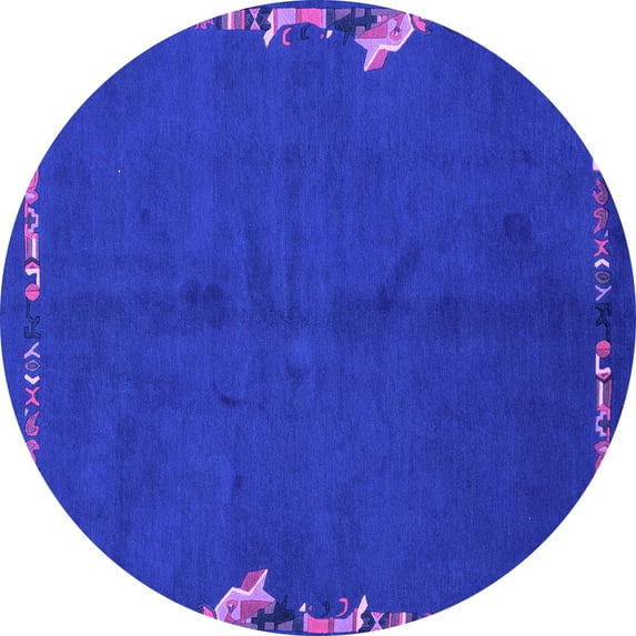 Ahgly Company Indoor Round Abstract Purple Modern Area Rugs, 3' Round