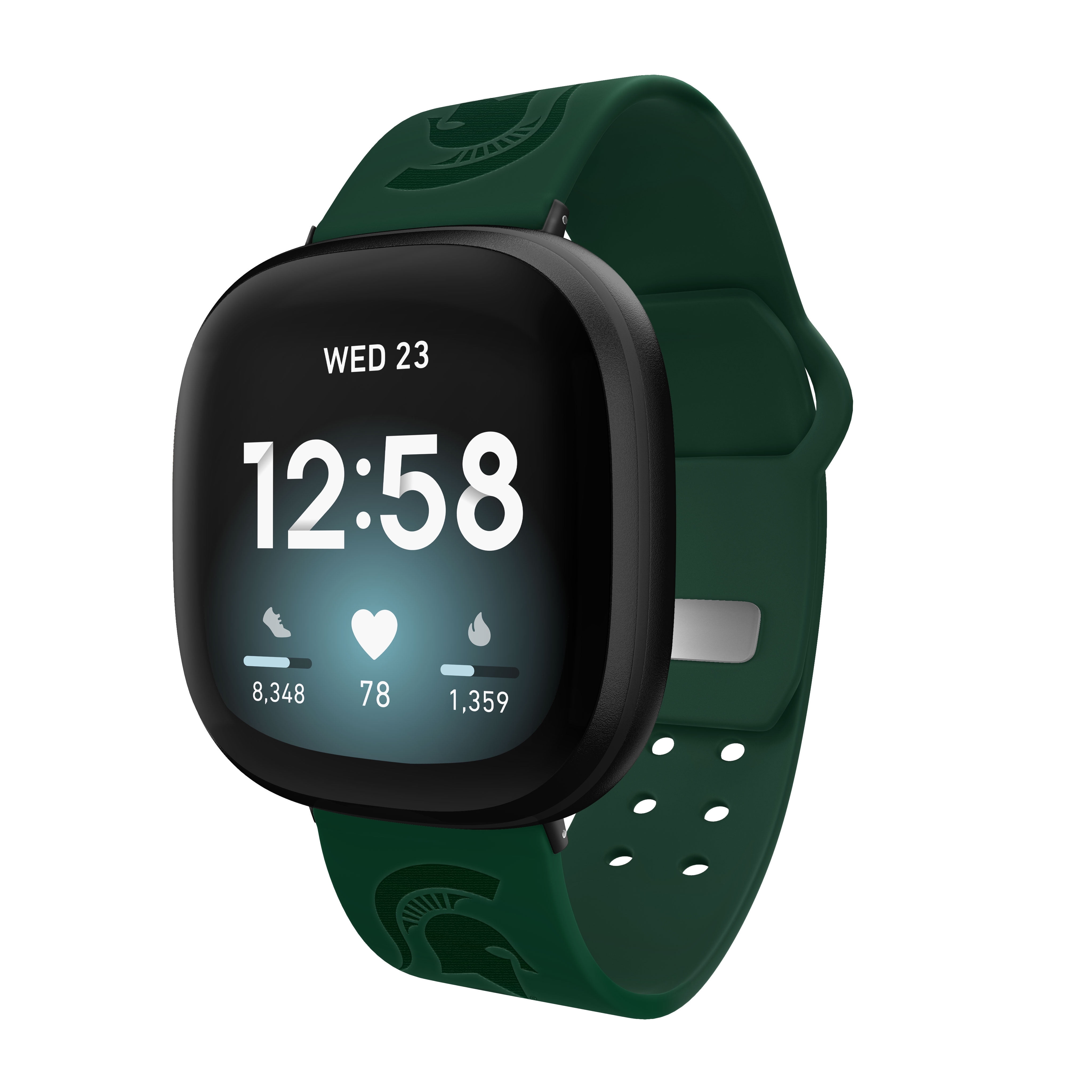Michigan State Engraved Silicone Unisex Watch Band for Fitbit Versa 3 and Sense (Green) by Affinity Bands
