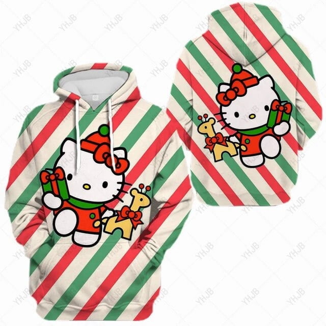 Chandails à Capuchon Imprimés HELLO KITTY pour Femmes, Hauts d'Automne et de Printemps, Nouveaux Chandails en Molleton, Chandails à Capuchon à Capuche avec Poche Dessin Animé pour Femmes HELLO KITTY Y2K