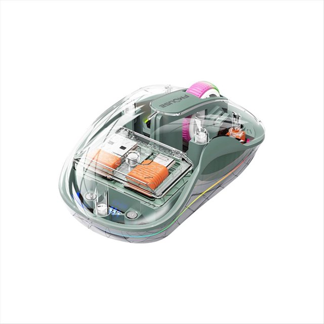 Ratón Inalámbrico Bluetooth Ratón Magnético Recargable Transparente Ratón con Lámpara Led Silenciosa de Modos para PC Portátil Verde