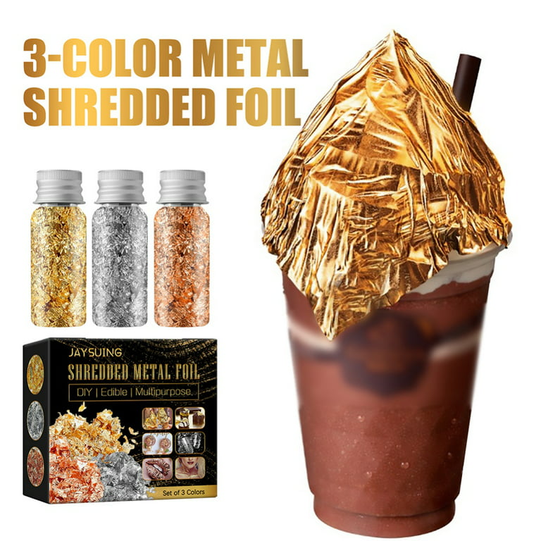 Gold Foil Flakes For Resin 3 Bottles Metallic Foil Flakes 15g Gold Foil  Flakes Metallic Leaf For 5y