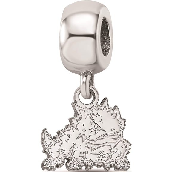 Sterling Silver S. Rh-P Logoart Texas Christian University Xs Dangle Bead Charm (21 X 11) Made In United States ss028tcu