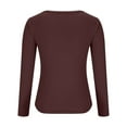 thumbnail image 5 of Dxzfnsa Long Sleeve Thermal Shirts for Women Light Fleece Tops Fall 2025 Crew Neck Casual Basic Solid Color T-Shirts, 5 of 7