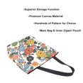 thumbnail image 3 of FORMRS Womens Canvas Tote Bag with Zipper Inner Pocket Shoulder Handbag, Black Flowers Pattern, 3 of 7