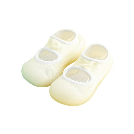 

Daeful Boys Flats Bow Walking Shoe Slip On Sock Shoes Soft Sole Knit Upper Floor Slippers Kids Non-slip Sneakers White 8.5C