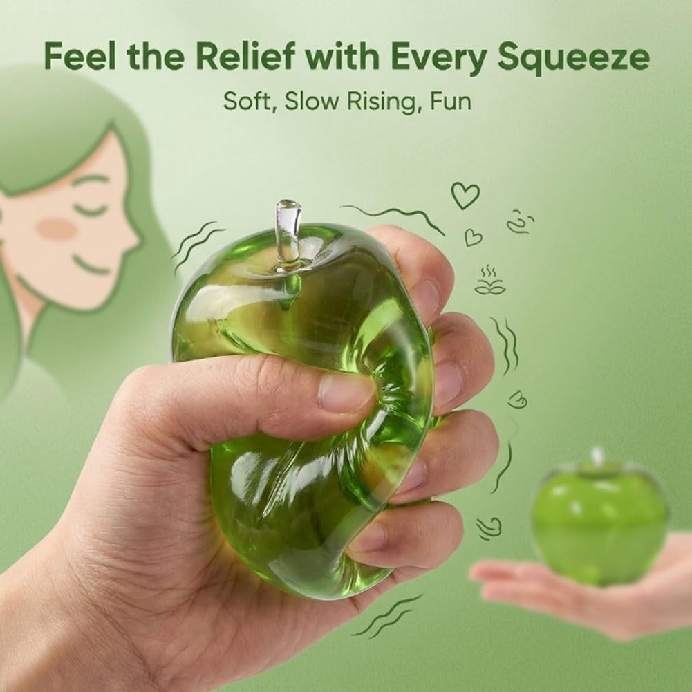 Apple Squishy, Green/Red Squishy Apple Giant Fruit Squishies Realistic Oversized Slow Rising Squeeze Fidget Stress Ball for Home Office
