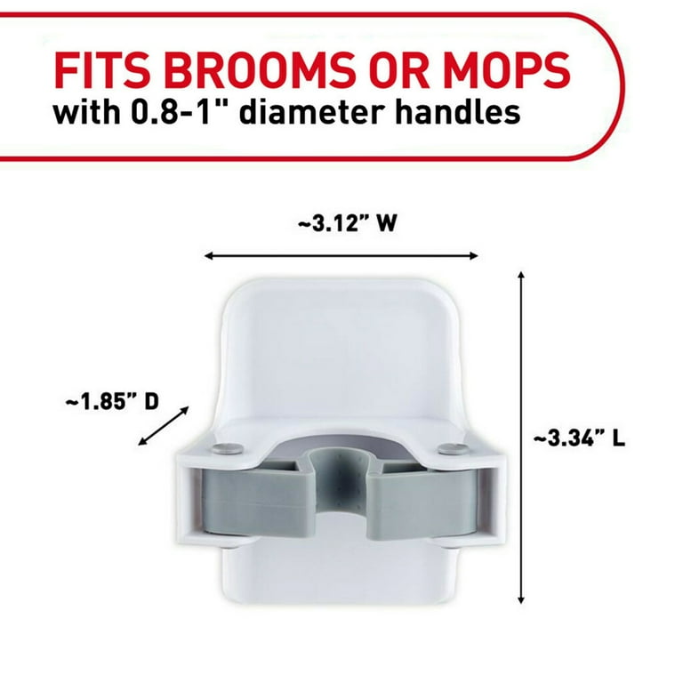 Command Broom and Mop Grippers Wall Hook White Damage Free Organizing 1 Hanger Walmart
