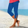 thumbnail image 2 of TEAJOPSUU Capris for Women Stretchy Slim Fit Capri Leggings Hollow Out Bottom Yoga Pants Lightweight Workout Pilates Gym Trousers Blue, 2 of 7