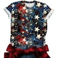 thumbnail image 4 of Cavosen Patriotic Shirts for Women Petite Red White and Blue Short Sleeve Round Neck T Shirts USA Star Striped Graphic Shirts Lady XL Patriotic Casual Shirts Independence Day Tunic Tees, 4 of 5