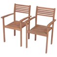 thumbnail image 3 of vidaXL 2/4/6/8x Solid Wood Teak Patio Chair with Cushions Seat Multi Colors, 3 of 11