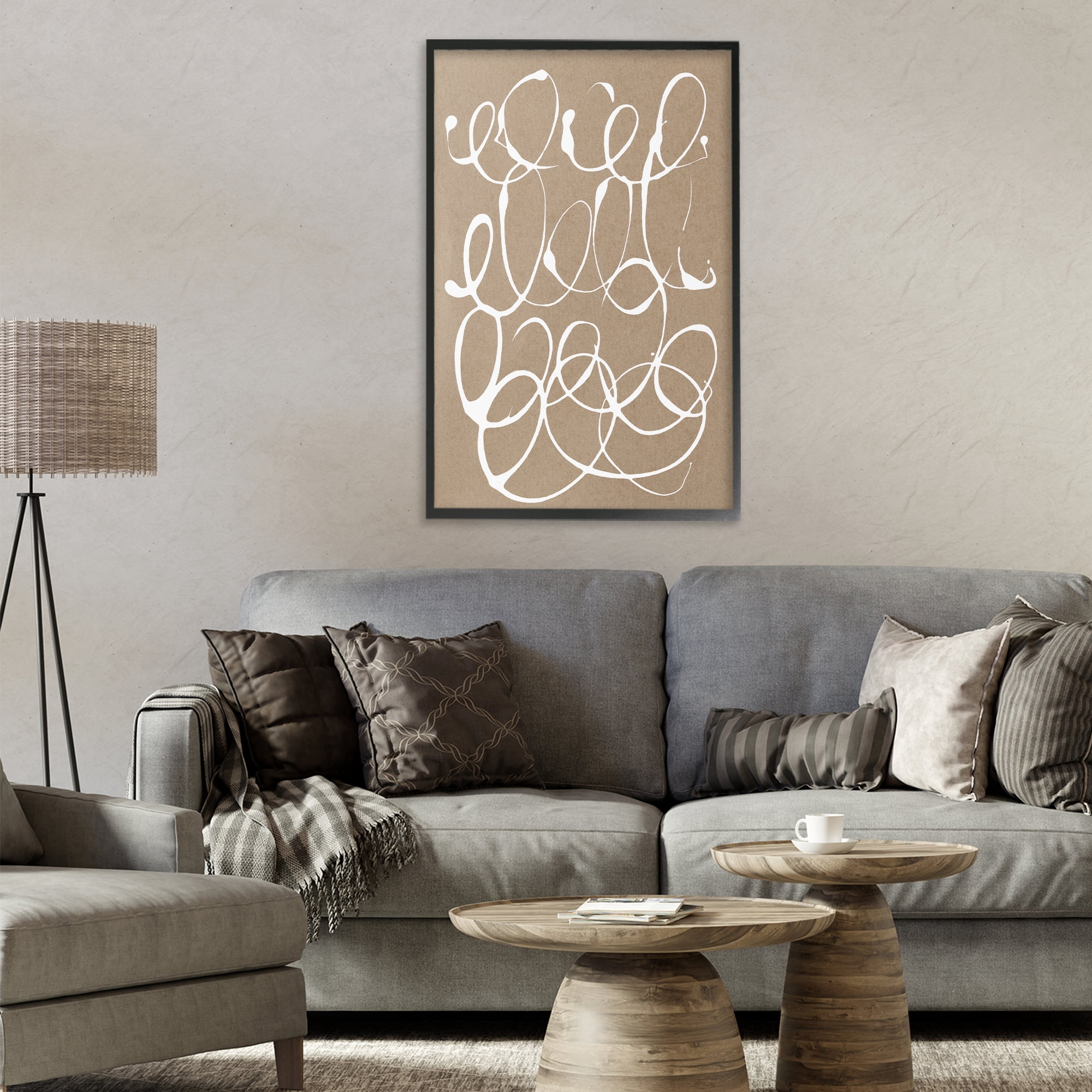 Stupell Industries Scribbled Taupe Circles Black Framed Giclee Art, design by Susan Bryant