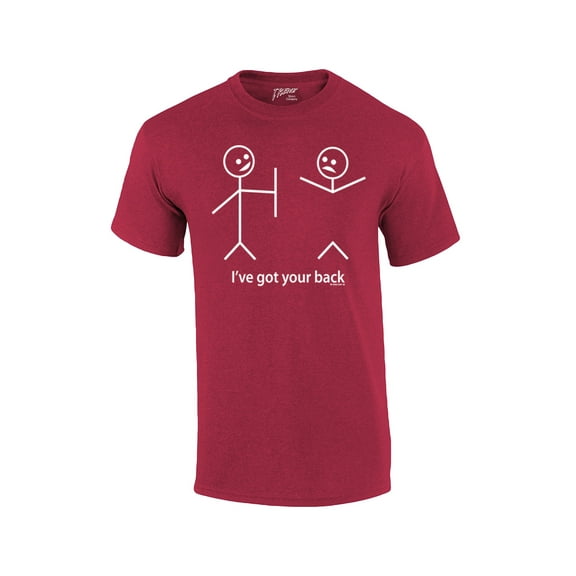 Funny Short Sleeve T-shirt I've Got Your Back Stick Figures Humorous Sarcastic Phrases Novelty Short Sleeve T-shirt-Antiquecherry-Large