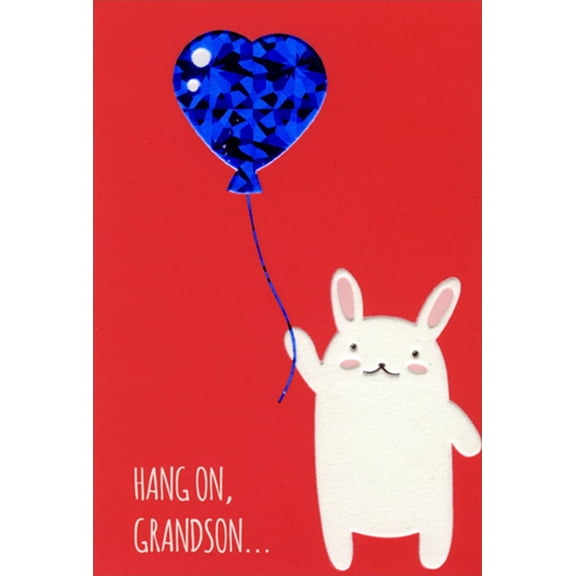 Pictura Rabbit with Blue Balloon : Grandson Valentine's Day Card