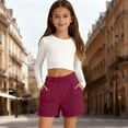 thumbnail image 2 of Girls Athletic Casual Shorts Loose Fit Breathable Playwear Comfortable Elastic Waistband for Sports Outdoor Activities Gymnastics Pants 9-10 Years, 2 of 4