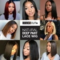 thumbnail image 6 of STUDIOCUT BY PROS Medium Blunt Bob Straight Wig Swiss Lace Front Wigs Middle Center part Wig for Black women High Heat Resistant Synthetic Wigs DPL010 (14 Inch, FS1B/30), 6 of 7