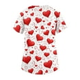 thumbnail image 4 of Lumtrix Valentines Scrub for Women V Neck Cute Printed Tops Plus Size Medical Shirt Soft Casual Side Slit Nursing Uniform with Pockets Red L, 4 of 5
