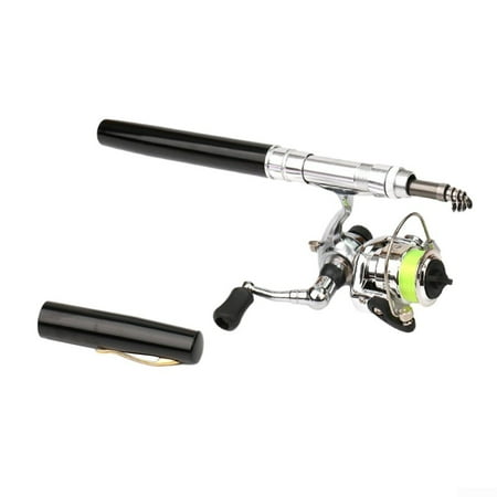 Aceovo 1.0/1.4/1.6m Pocket pen Baitcasting Rods Pole Fishing Reel Set Combos Pesca 1.6 meters Is black