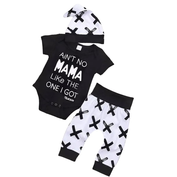 Sonducket 3 piezas de ropa de bebé, ropa de bebé infantil, camiseta de manga corta, mameluco, pantalones, gorra conjuntos de ropa 3satz Sonducket AP003099-04